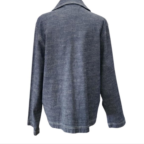 Sag Harbor Sport| Women's Blue, Striped Denim style Emboidered Jacket - Picture 4 of 7